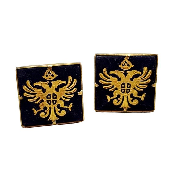 Vintage Jewelry - Vintage Damascene Cuff Links (A5098)